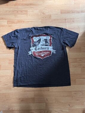 Carhartt Black Short-Sleeve Graphic Workwear Tee with Red Crest size XL